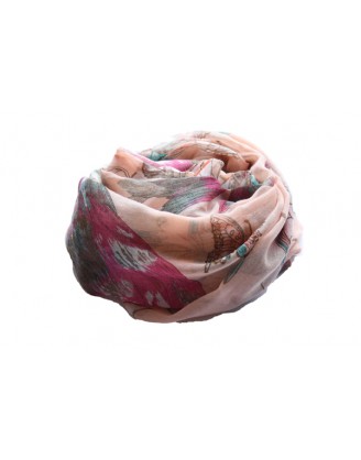 Rose-colored scarf with butterflies